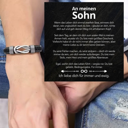 An meinen Sohn - Geflochtenes Edelstahl Lederarmband