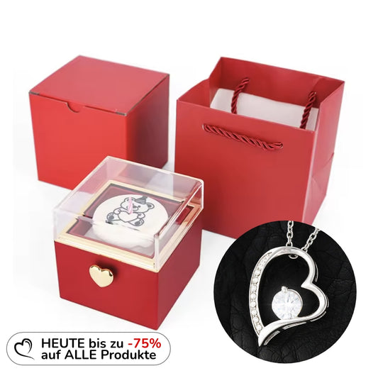 360 Grad Box mit Kerze - Zirkonia Herzhalskette