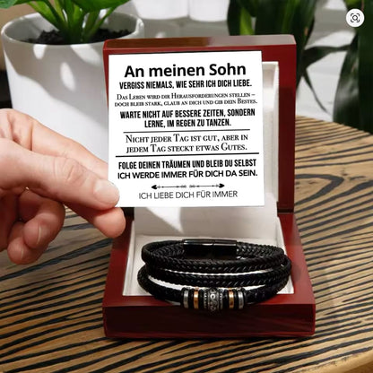 An meinen Sohn - Vergiss niemals weiß - Lederarmband