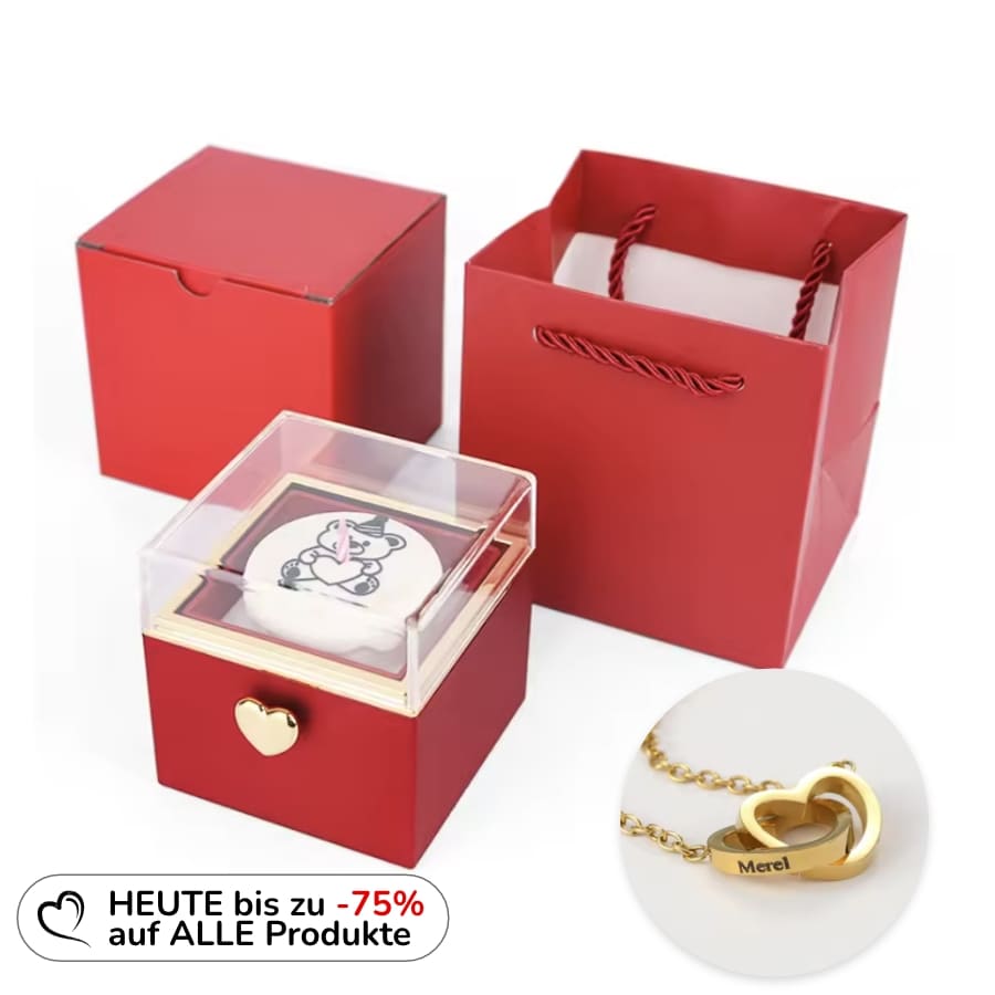 360 Grad Box mit Kerze - Doppelherz mit Gravur