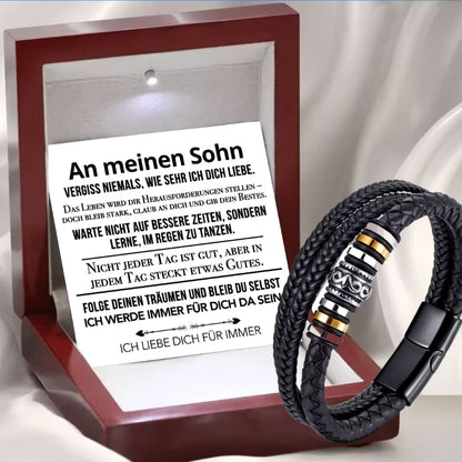 An meinen Sohn - Vergiss niemals weiß - Lederarmband