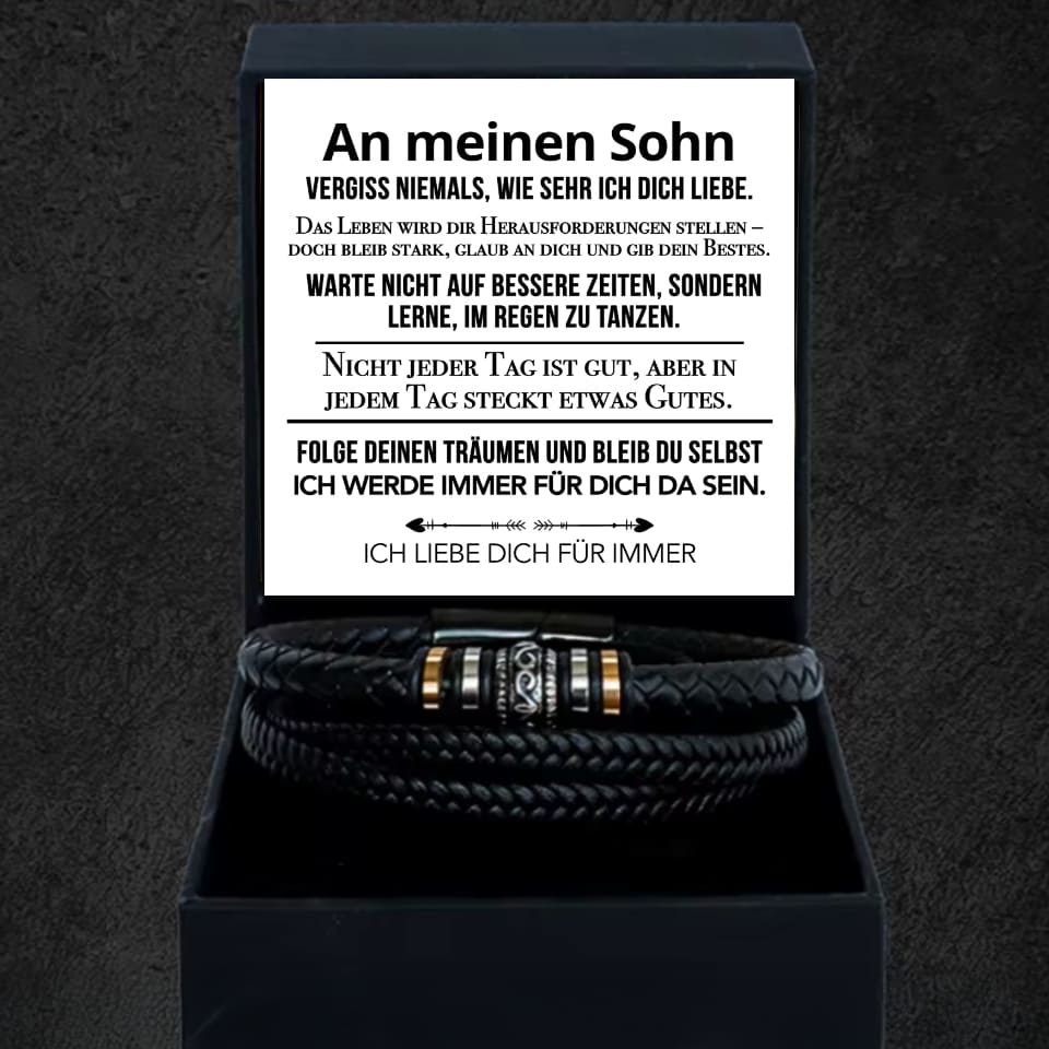 An meinen Sohn - Vergiss niemals weiß - Lederarmband