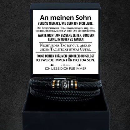 An meinen Sohn - Vergiss niemals weiß - Lederarmband