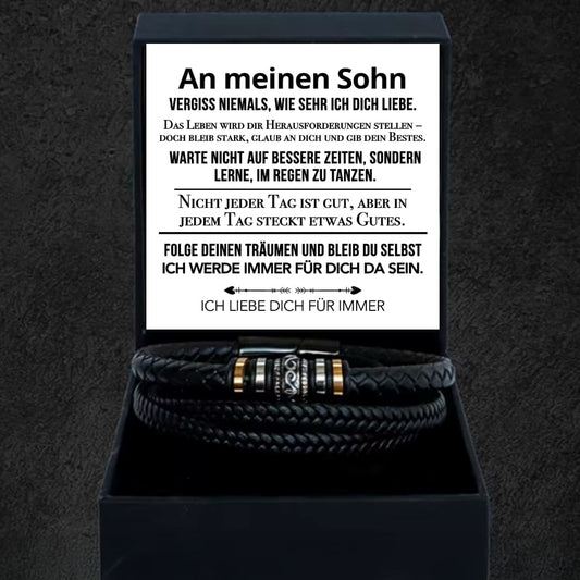 An meinen Sohn - Vergiss niemals weiß - Lederarmband