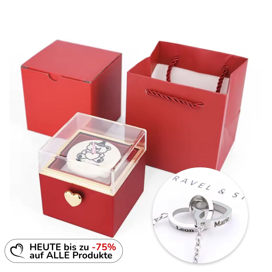 360 Grad Box mit Kerze - Doppelherz mit Gravur
