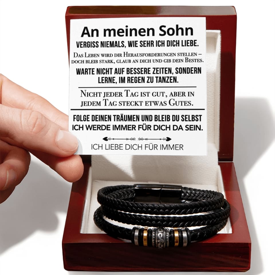 An meinen Sohn - Vergiss niemals weiß - Lederarmband