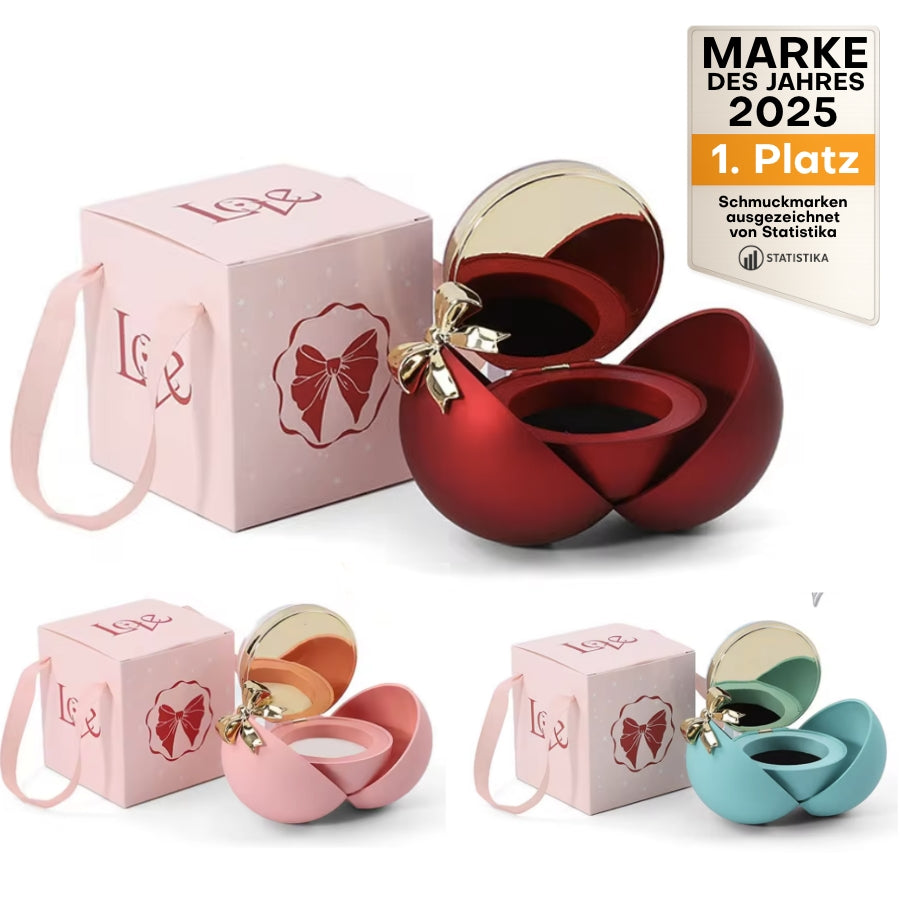Ewige Rose in Kugelbox - Zirkonia Herzhalskette