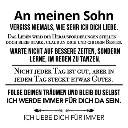 An meinen Sohn - Vergiss niemals weiß - Lederarmband
