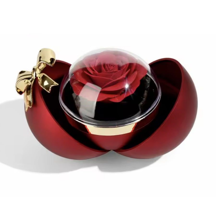 Ewige Rose in Kugelbox - Zirkonia Herzhalskette