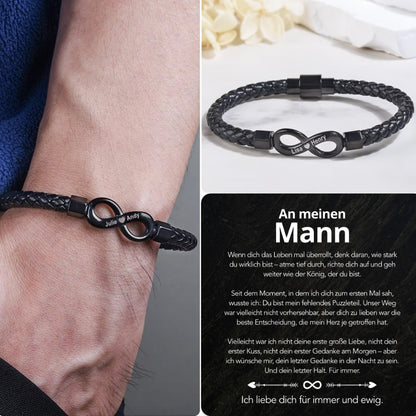 An meinen Mann – Personalisiertes Infinity Armband mit Gravur