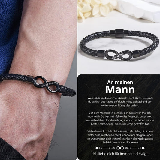 An meinen Mann – Personalisiertes Infinity Armband mit Gravur