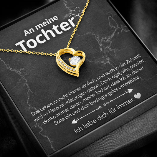 An meine Tochter – Herzanhänger in 14k Weißgold / 18k Gelbgold Veredelung
