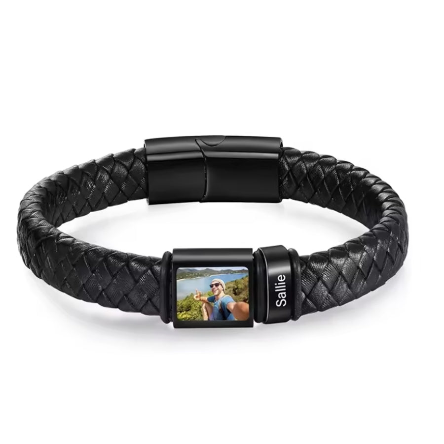 Herren Armband mit Gravur Namen + Eigenes Bild