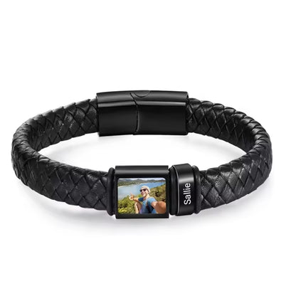 Herren Armband mit Gravur Namen + Eigenes Bild