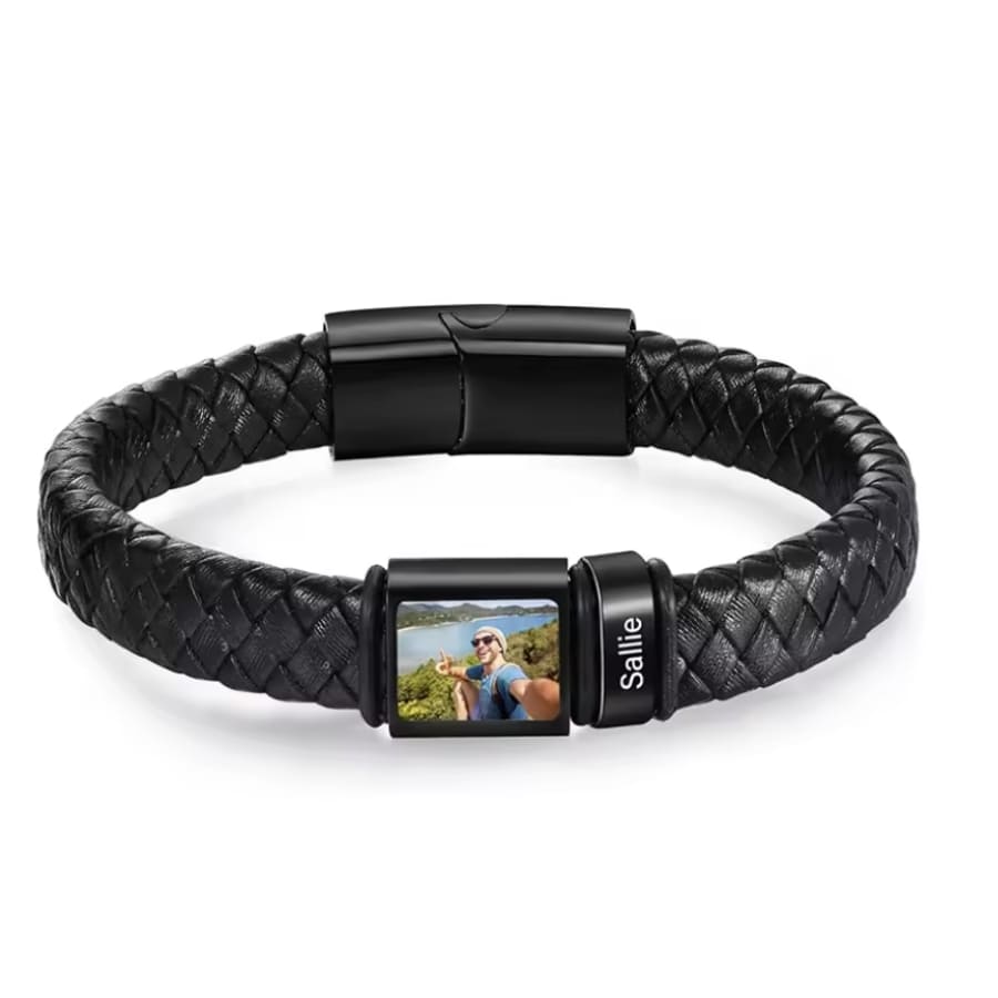 Lederarmband mit Gravur-Elementen und eigenem Foto