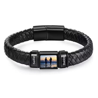 Herren Armband mit Gravur Namen + Eigenes Bild