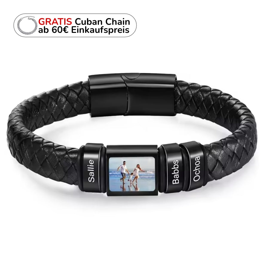 Herren Armband mit Gravur Namen + Eigenes Bild