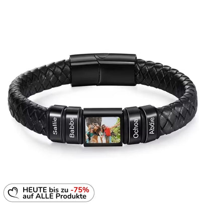 Lederarmband mit Gravur-Elementen und eigenem Foto