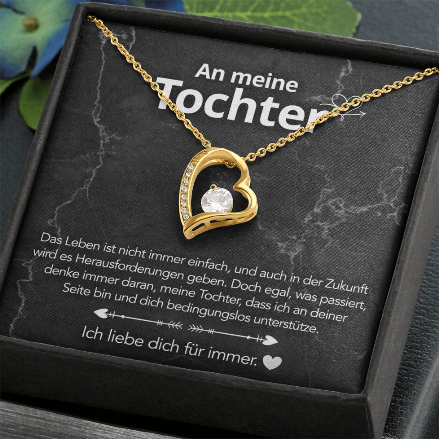 An meine Tochter – Herzanhänger in 14k Weißgold / 18k Gelbgold Veredelung