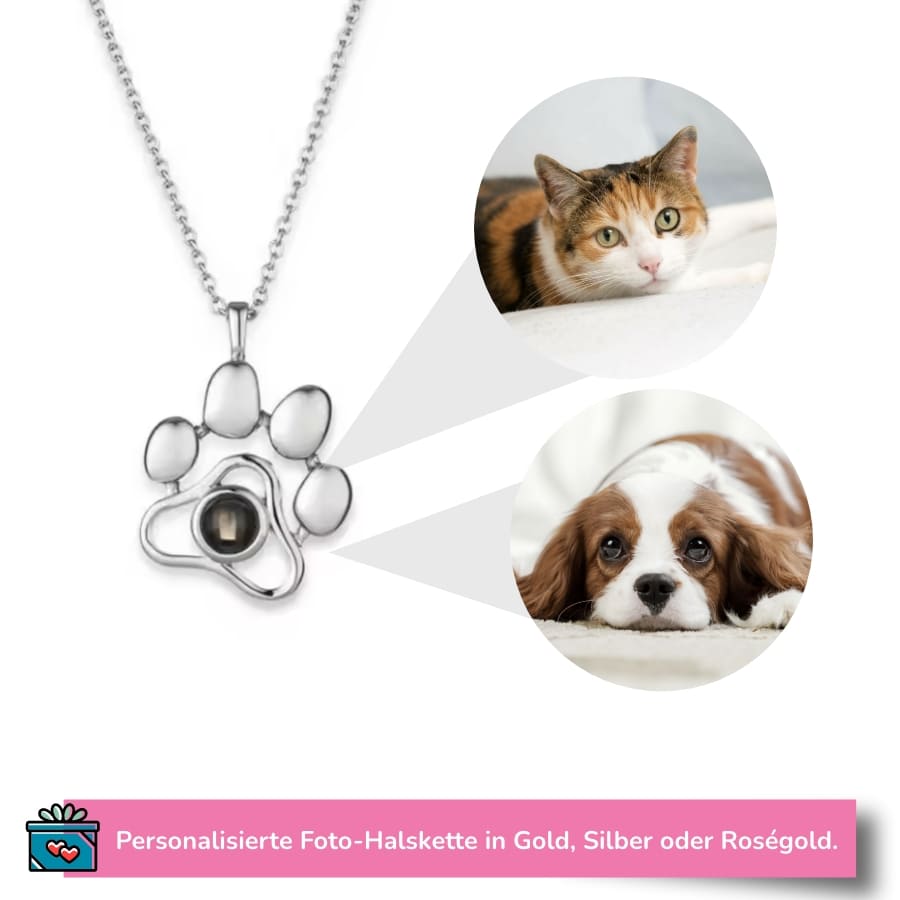 Personalisierte Pfoten-Halskette mit Foto