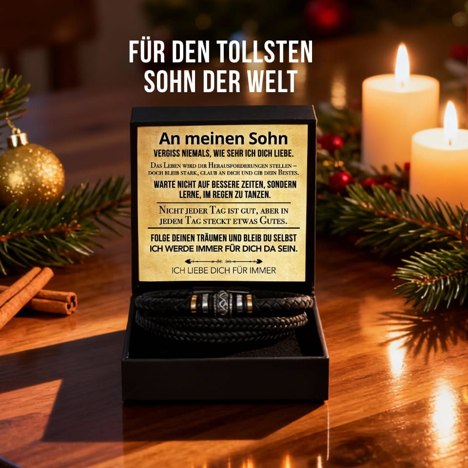 Voor mijn zoon – Leren armband + GRATIS cadeautasje &amp; wenskaart