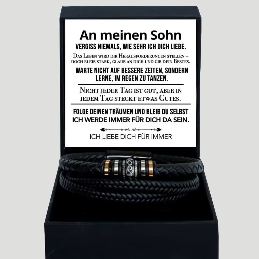 An meinen Sohn - Vergiss niemals weiß - Lederarmband