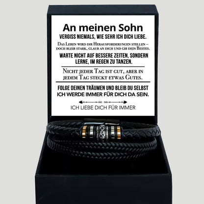 An meinen Sohn - Vergiss niemals weiß - Lederarmband