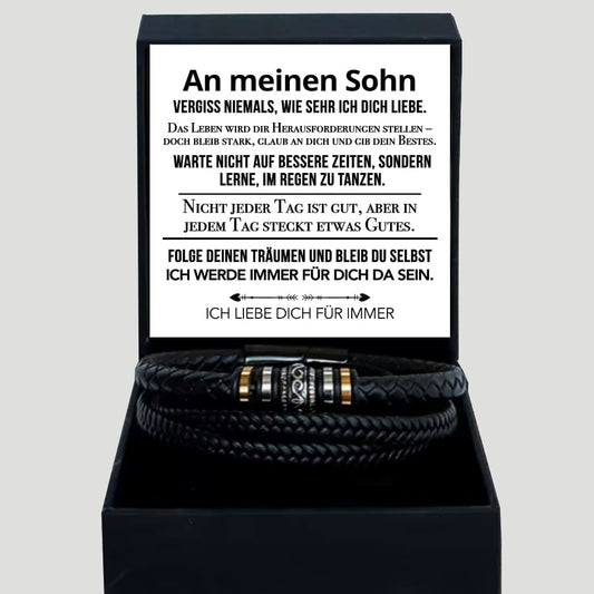 An meinen Sohn - Vergiss niemals weiß - Lederarmband