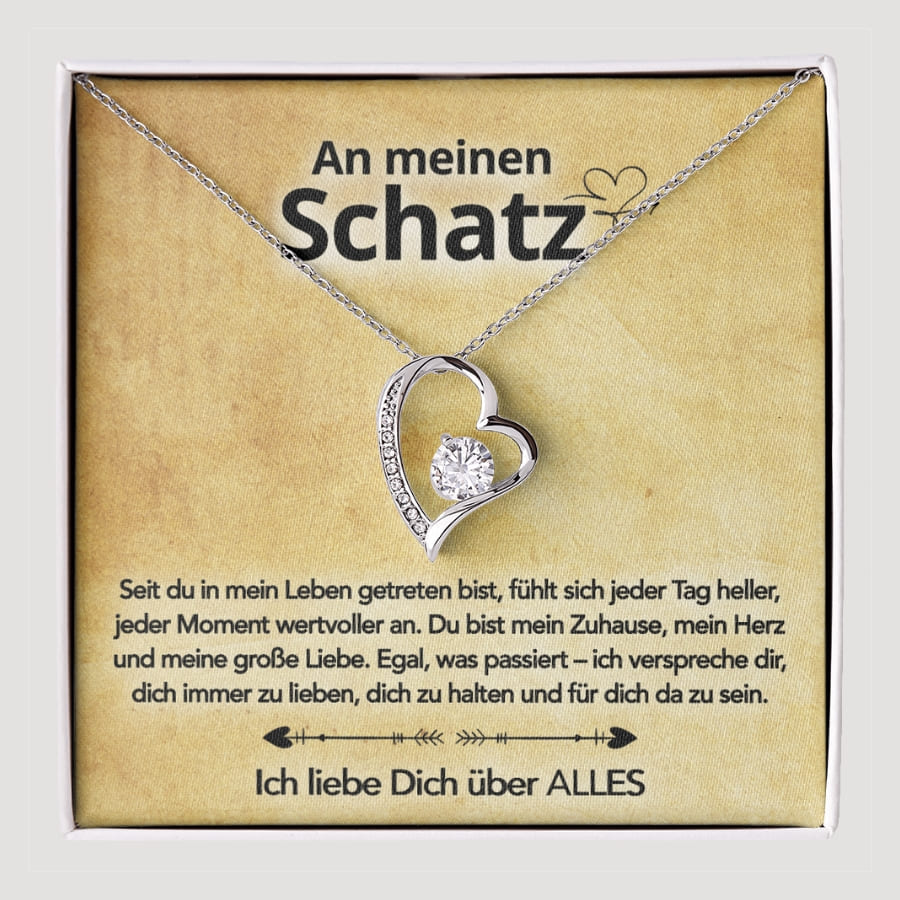 An meinen Schatz – Herzanhänger in 14k Weißgold / 18k Gelbgold Veredelung