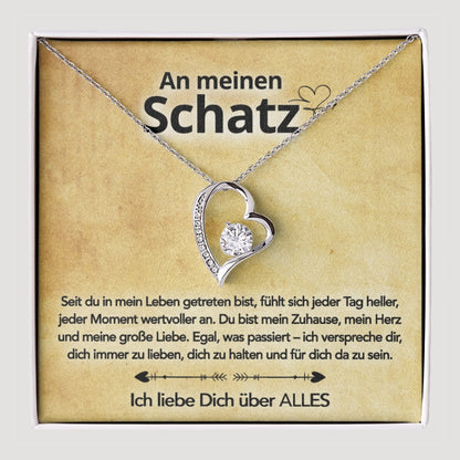 An meinen Schatz – Herzanhänger in 14k Weißgold / 18k Gelbgold Veredelung