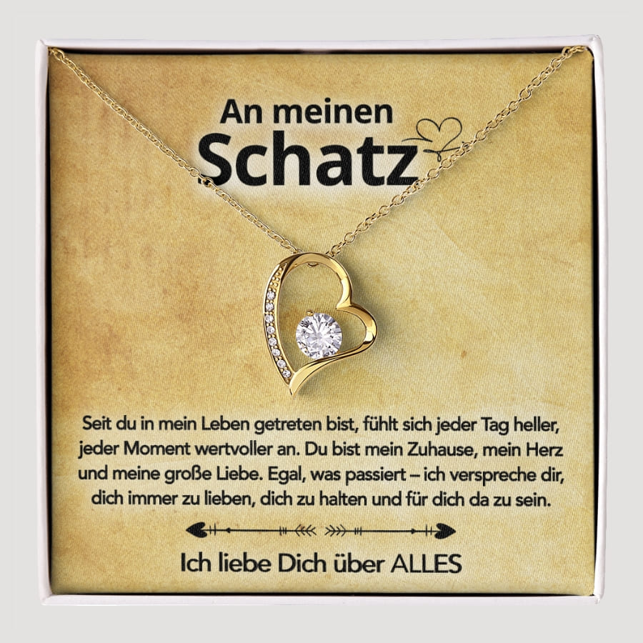 An meinen Schatz – Herzanhänger in 14k Weißgold / 18k Gelbgold Veredelung