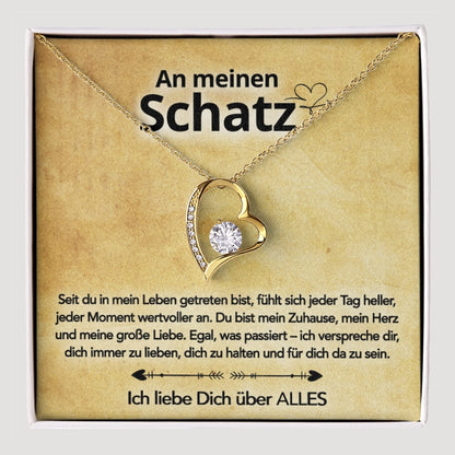 An meinen Schatz – Herzanhänger in 14k Weißgold / 18k Gelbgold Veredelung