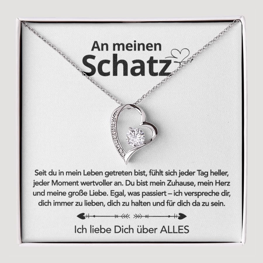 An meinen Schatz – Herzanhänger in 14k Weißgold / 18k Gelbgold Veredelung