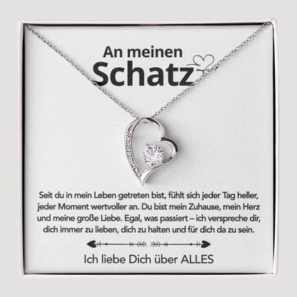 An meinen Schatz – Herzanhänger in 14k Weißgold / 18k Gelbgold Veredelung