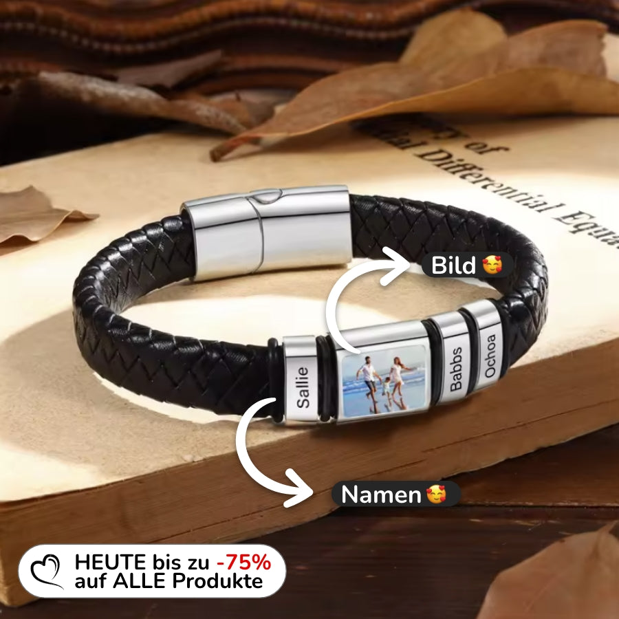 Herren Armband mit Gravur Namen + Eigenes Bild