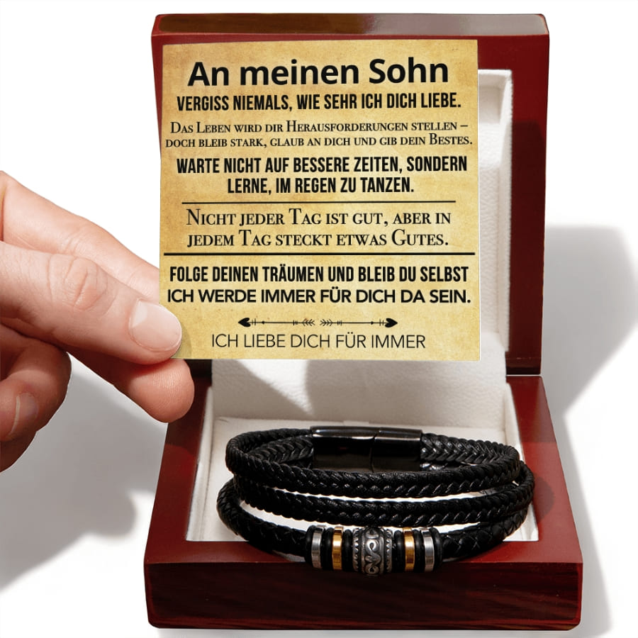 An meinen Sohn - Vergiss niemals - Lederarmband
