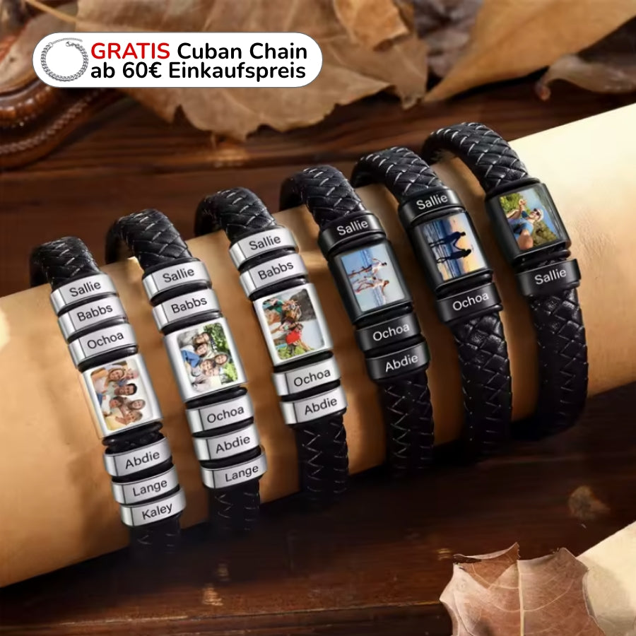 Herren Armband mit Gravur Namen + Eigenes Bild