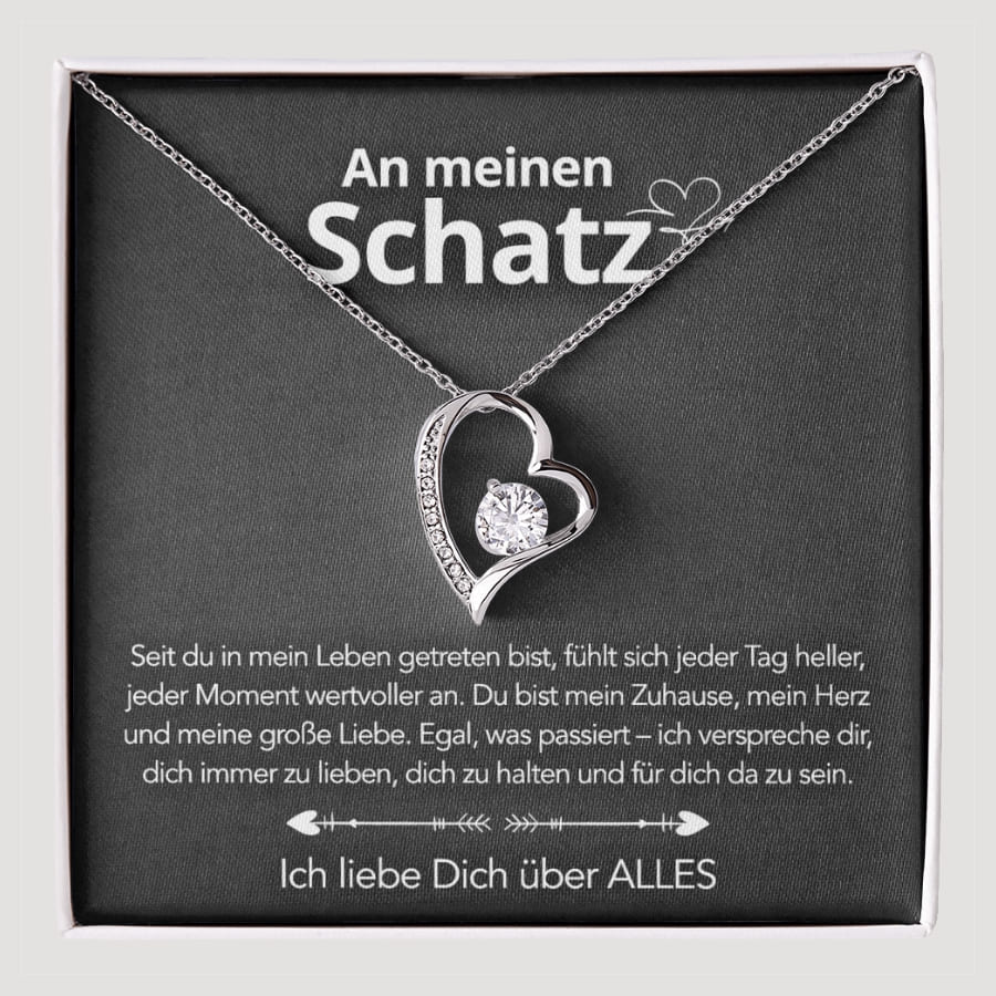 An meinen Schatz – Herzanhänger in 14k Weißgold / 18k Gelbgold Veredelung