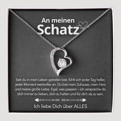 An meinen Schatz – Herzanhänger in 14k Weißgold / 18k Gelbgold Veredelung