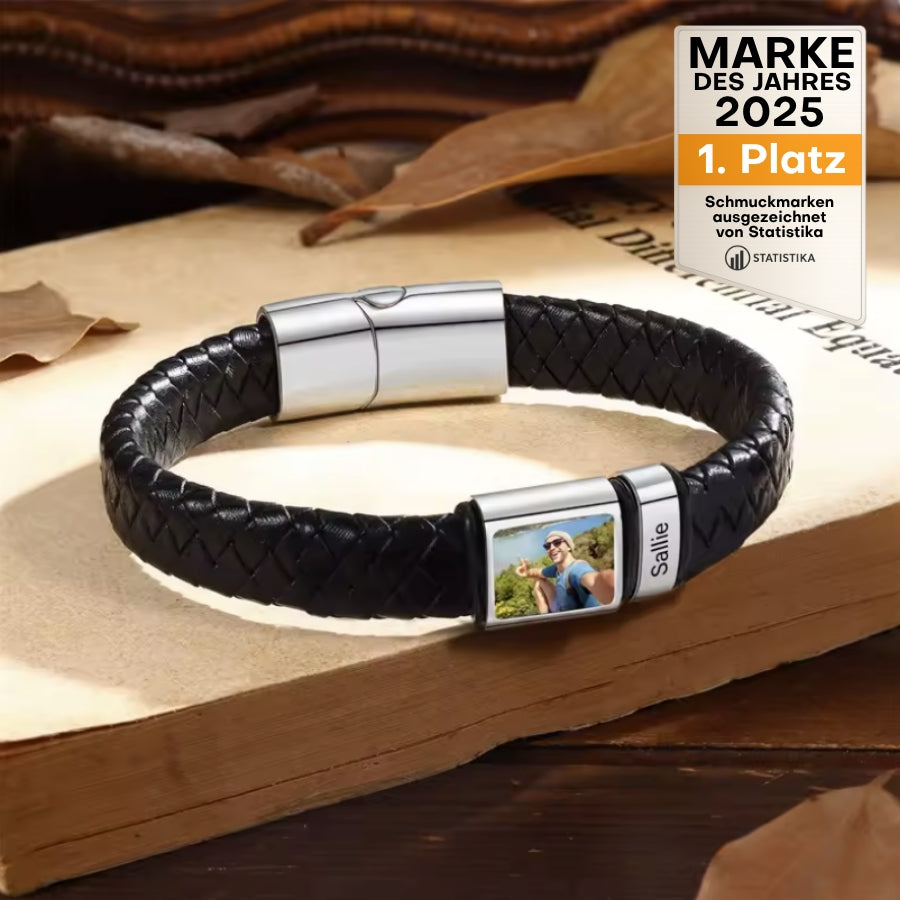Herren Armband mit Gravur Namen + Eigenes Bild