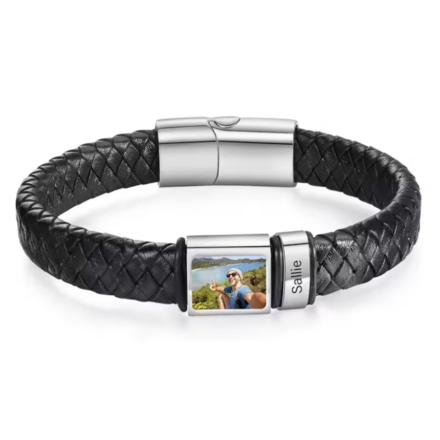 Herren Armband mit Gravur Namen + Eigenes Bild