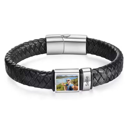Herren Armband mit Gravur Namen + Eigenes Bild