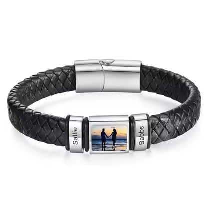 Herren Armband mit Gravur Namen + Eigenes Bild