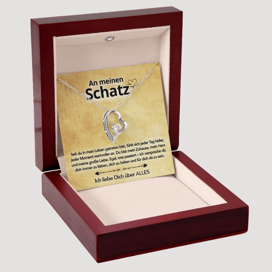 An meinen Schatz – Herzanhänger in 14k Weißgold / 18k Gelbgold Veredelung