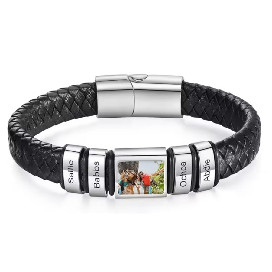 Herren Armband mit Gravur Namen + Eigenes Bild