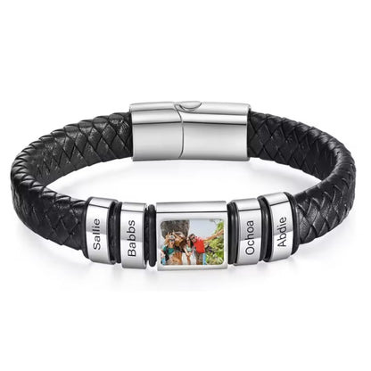 Herren Armband mit Gravur Namen + Eigenes Bild