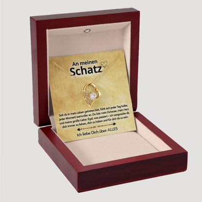 An meinen Schatz – Herzanhänger in 14k Weißgold / 18k Gelbgold Veredelung