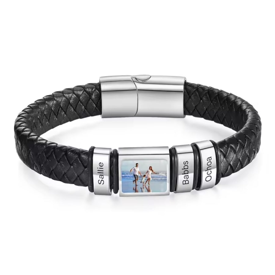 Herren Armband mit Gravur Namen + Eigenes Bild