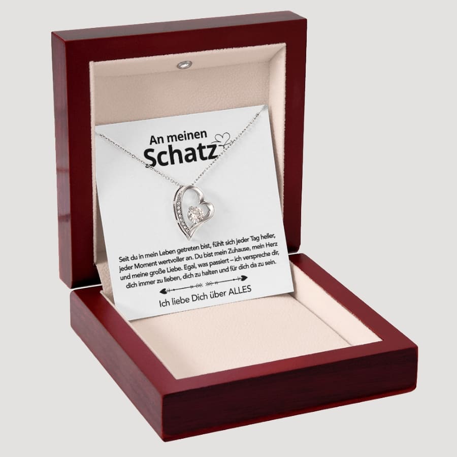 An meinen Schatz – Herzanhänger in 14k Weißgold / 18k Gelbgold Veredelung
