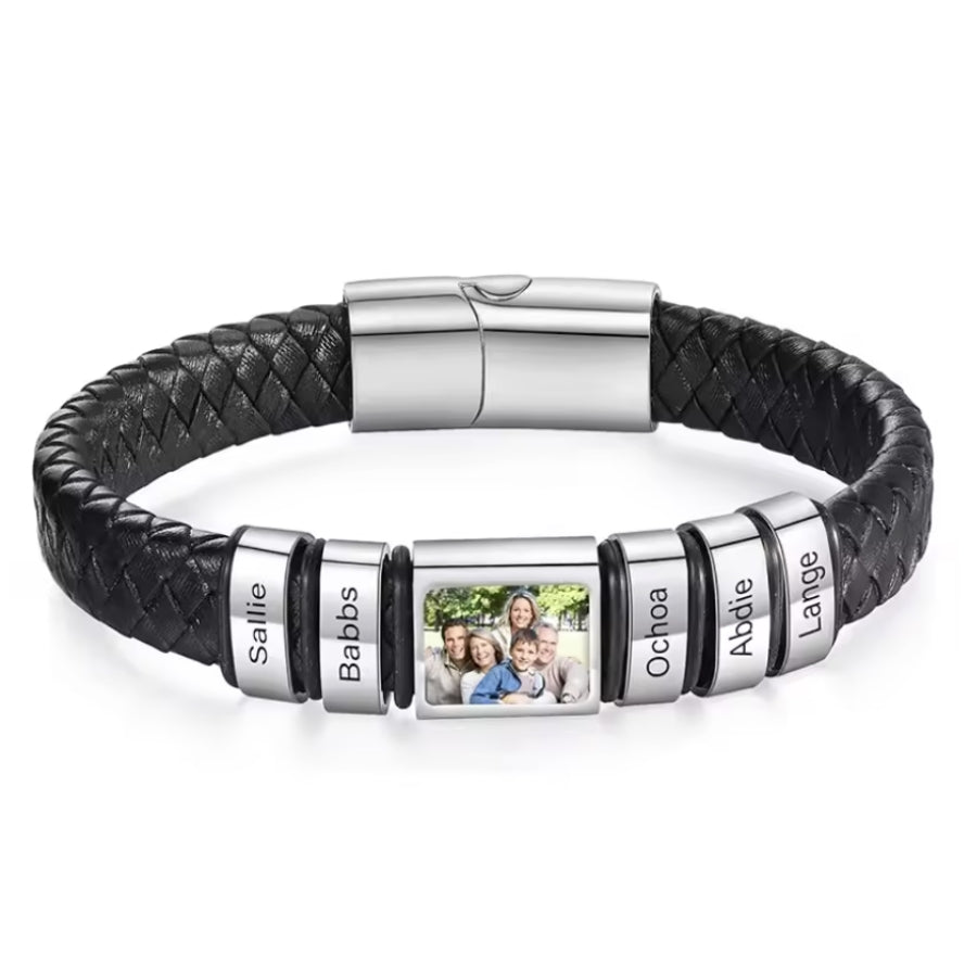 Herren Armband mit Gravur Namen + Eigenes Bild